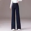 Pantalones Casuales Rectos de Cintura Alta Otoño 2026 para Mujer, Holgados, Adelgazantes, con Caída, Pierna Ancha, Largos, Moda Versátil, Ligeramente Elásticos, Ropa de Abrigo
