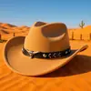 Chapéu Alto Preto Retrô, Chapéu de Cowboy Ocidental Unissex com Acessórios de Cabeça de Vaca, Chapéu de Jazz Estilo Étnico