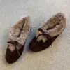 Sapatos Femininos Tamanho Grande 41 a 43 Pés Largos e Volumosos Outono Inverno Novos Sapatos Mary Jane Sapatos Birkenstock com Forro de Lã Sapatos de Neve de Algodão com Pelo