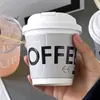Taza de Café Taza de Papel Desechable para Café con Tapa Grabada Grabada Caliente Negra Engrosada para Llevar Bebida Caliente Comercial al por Mayor