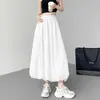 Tiro Real Estilo Deportivo Perezoso Americano Falda Midi Tulipán Holgada Ropa de Calle para Mujer Cintura Elástica Gris Falda Abullonada
