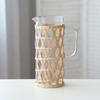 Jarrón de paja personalizado transfronterizo estilo Hanfeng para café, de escritorio, con asa, jarrón decorativo para flores secas, de vidrio, al por mayor