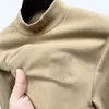 Uau, Retorno Rápido ao Fabricante, Camisa de Manga Longa para Outono, Gola Alta Meia, Forrada com Lã e Espessada, Veludo Alemão, Modelagem Slim