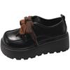 Zapatos de cuero gruesos y pequeños con cordones estilo británico para mujer, primavera y otoño 2025, zapatos Mary Jane de cabeza redonda