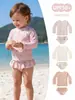 Traje de baño para bebé 2026 nuevo modelo estilo ins manga larga secado rápido poliéster traje de baño infantil para vacaciones conjunto de dos piezas para niñas