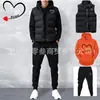 Comercio Exterior Transfronterizo Conjunto de Tres Piezas Sudadera Chaleco para Hombre y Mujer con Forro Polar y Estampado de Corazón Traje Deportivo con Capucha Casual