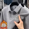 Camiseta de Manga Larga para Hombre con Diseño Falso de Dos Piezas, Cuello Campana, Forro Polar, Engrosada para Abrigo de Invierno, Tejido Base