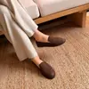 352-1 Estilo Artístico Sapatos Femininos de Couro Genuíno Slip-On, Confortáveis com Solado Macio para Mães, Mocassins Retrô Versáteis