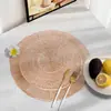 Esterilla Aislante Térmico Estilo Western de PVC, Posavasos Impermeable y Antideslizante, Manteles Individuales para Tazones y Platos, Mantel de Mesa de Comedor de Color Sólido con Estampado Dorado, Aislamiento Térmico y Antideslizante al por Mayor
