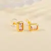 Pendientes de Plata de Ley S925 Chapados en Oro Amatista Citrino Rectangular Facetado para el Día a Día Lujo Ligero Gama Alta de Joyería Yuebao