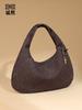 Bolsa feminina de ombro feita à mão europeia e americana, bolsa de camurça fosca, grande capacidade, bolsa de mão da moda, bolsa de axila