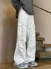 Calça jeans masculina estilo americano outono estilo high street suja calça solta reta perna larga calça casual