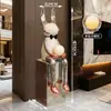 Escultura de Arte de Vidrio Abstracta de Conejo Sentado de Orejas Largas para Vestíbulo de Villa, Hotel, Oficina de Ventas, Centro Comercial, Decoración Grande de Pie