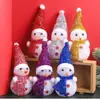 Muñeco de nieve de cristal blanco navideño Luz LED a batería Decoración de regalo Colgante con bola acrílica luminosa de dibujos animados