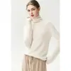 Suave y liso al tacto ~ suéter de cachemira 100% sin costuras para mujer, con cuello semi-alto, corte holgado y diseñado como una prenda interior de punto o capa base