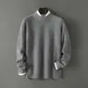 Suéter de Lujo 100% Lana Pura para Hombre, Estilo Otoño e Invierno, Cuello Redondo, Tejido Holgado, Jersey Casual, Engrosado