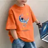 Camiseta de algodón puro de manga corta para niño de verano, nuevo top infantil de cuello redondo, ropa de verano holgada, ropa de bebé elegante y a la moda