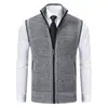 Jaqueta colete nova de cor sólida para outono/inverno 2026 masculina, malha casual sem mangas com gola alta masculina