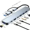 Estação de acoplamento 7 em 1, hub USB 3.0, estação de acoplamento para notebook, extensor USB, estação de acoplamento Tipo C.