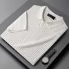 Suéter Pequeno de Gola V Estilo Coreano Camiseta Fina de Manga Curta para Homens, Camisa Polo de Tricô de Manga Curta com Costela Vertical de Luxo para o Verão