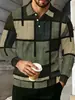 Camisa Polo Masculina Tendência de Manga Longa com Estampa Geométrica, Estilo Moderno Versátil, Adequada para Múltiplas Ocasiões
