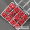 24 Peças de Decorações Acessíveis de Laços Vermelhos para Unhas, Laço de Fita Vermelho de Ano Novo Misturado com Pedras Strass de Resina para Unhas Venda por Atacado