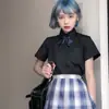 Nueva Uniforme JK Femenino Estilo Japonés Ortodoxo Camisa JK Negra Ajustada de Manga Corta Básica con Cuello Cuadrado