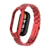 Adequado para Pulseira Xiaomi Mi Band 8, Pulseira de Aço Inoxidável Sólido com Três Contas, Pulseira de Metal Versão Cerâmica Xiaomi Mi Band 9