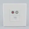 Tomada de áudio para computador de rede tipo 86 seis portas para cabo de rede Gigabit CAT6 painel de áudio com conectores duplos Lotus AV vermelho e branco
