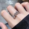 Anillo abierto micro incrustado de circonio superbrillante con diamantes completos, nicho de lujo ligero de alta gama, sensación de estilo frío ins, anillo para dedo de comida para mujer