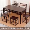 Mesa de Té Pequeña y Combinación de Sillas Mesa Grande de Tablero Kung Fu Mesa de Té Integrada Balcón de Casa Madera Maciza Nuevo Estilo Chino Escritorio de Oficina