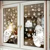 Pegatina electrostática blanca minimalista navideña transfronteriza para ventana con decoraciones de Papá Noel, muñeco de nieve y copo de nieve para cristal de ventana festivo