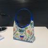 Bolsa Tote Floral Pequena 2026 Novo Modelo Moda Feminina Casual Nicho Comutador Ombro Único Lona Bolsa de Axila