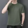 Venda Direta do Fabricante BJ Em Estoque 2025 Camiseta Respirável de Seda Gelo Embossada Masculina Verão Secagem Rápida Manga Curta Masculina Gola Redonda Solta