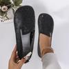 Sapatos Planos de Couro Vazados Plus Size para Comércio Exterior Europeu e Americano, Femininos, Slip-on Transfronteiriços, Respiráveis com Recortes, Biqueira Larga para Trabalho