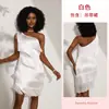 Vestido de escenario de danza latina con lentejuelas y flecos multicapa sin hombros atuendo de actuación banquete fiesta de cóctel vestido para mujer 1265