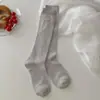 Meias Femininas Finas de Verão Meias Empilhadas Decorativas com Laço de Coração Cor Sólida Estilo Estrangeiro Meias de Tela Japonesas Sem Costura para Panturrilha