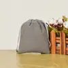Saco de embalagem para joias com cordão de flanela cinza, saco de veludo para armazenamento de joias à prova de poeira, atacado