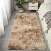 Tapete de Lã de Seda Estilo Ins Nórdico, Tapete de Cabeceira para Quarto, Tapete Longo de Pelúcia Completa, Tapete para Sala de Estar, Capacho Tie-Dye Cor Lisa