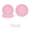 Nueva decoración de fiesta de encaje rosa monocolor vajilla desechable plato de papel de color sólido simple vaso de papel servilleta cuchillo tenedor cuchara