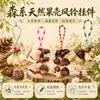 Anéis coloridos estilo floresta, kit de materiais DIY para sinos de vento de casca de fruta natural, bolsa artesanal, chaveiro de carro, decoração suspensa, materiais de casca de fruta