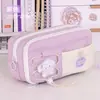Estuche de Lápices con Cordón Multicapa Súper Lindo Transfronterizo Lujo Ligero Sentido de Alta Gama Bolsa de Papelería de Nicho Estuche de Lápices de Gran Capacidad