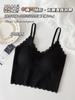 Novo 2024 Decote V Renda Anti-reflexo Sem Marcas Costas Bonitas Feminino Alça Única Desejo Puro Sexy Decote Cruzado Tubinho Top Peça de Cima Versátil