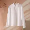 Gola com acabamento em renda vazada simples retrô Exquisite Camisa branca versátil para o dia a dia para mulheres 26 Outono novo H092515