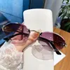 Gafas de Sol Ovaladas Transfronterizas, Nuevas Gafas Personalizadas Sin Marco con Bordes Cortados, Diseño de Moda Europeo y Americano, Gafas de Sol de Marco Pequeño