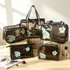 Bolsa de Cosméticos de PVC Transparente, Impermeable, Gran Capacidad, Estampado de Oso Lindo, Bolsa Portátil para Almacenamiento de Artículos de Tocador, Bolsa de Cosméticos Octagonal