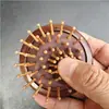 Pente Compacto de Madeira com Almofada de Ar para Massagem no Couro Cabeludo, Pente de Almofada de Ar com Dentes de Sândalo Dourado, Pente Compacto de Madeira Portátil
