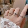 Anel combinado de amor vazado design de nicho feminino estilo doce ins de celebridade da internet anel para o dedo indicador estilo retro prata tailandesa estilo frio