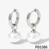 Pendientes de Acero Inoxidable con Colgante Redondo de Perla Corazón de Amor Simple Venta al por Mayor Comercio Exterior Transfronterizo Pendientes de Galvanoplastia al Vacío Más Vendidos para Mujeres