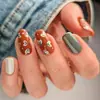 24 piezas de uñas postizas con temática navideña, con un diseño de copo de nieve francés verde, para una fácil aplicación y un look moderno, adecuadas tanto para el mercado europeo como para el americano